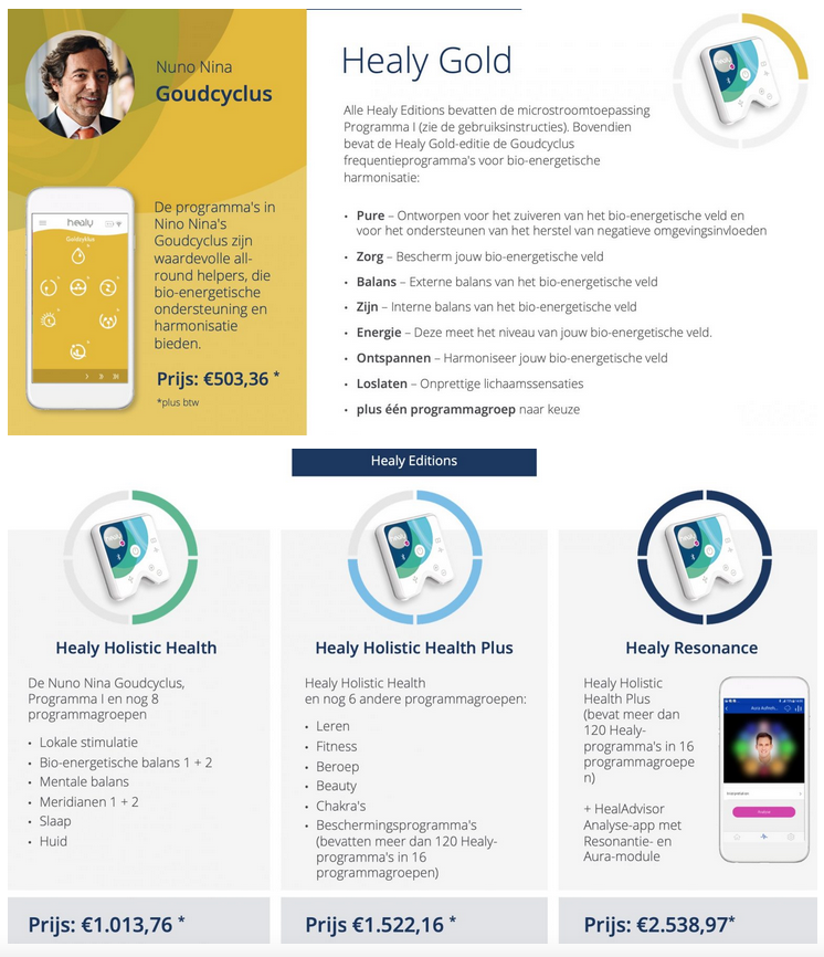 Healy, de verschillende versies, frequentie therapie, korting,